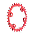 Funn mountain bike components - Solo 96 Narrow - Wide Chainring Red 34T in a white background.