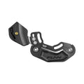 Funn Zippa LG Chain Guide features a black metal backplate with angular and curved cutouts, FUNN and ISCG-05 markings, CNC-machined alloy for strength, and a bolted mount ideal for high-pivot bikes with a protective lower section.