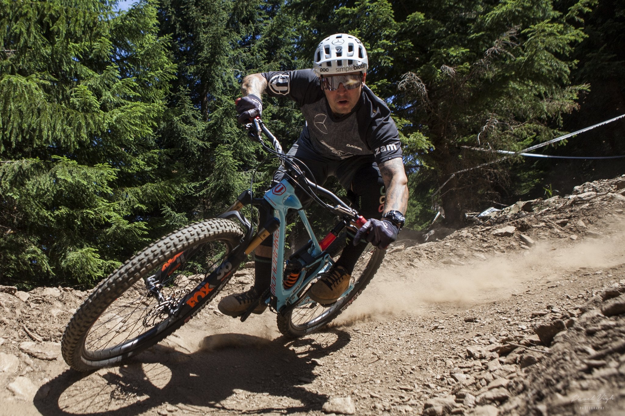 funn rider Gaspi is riding on a rocky trail