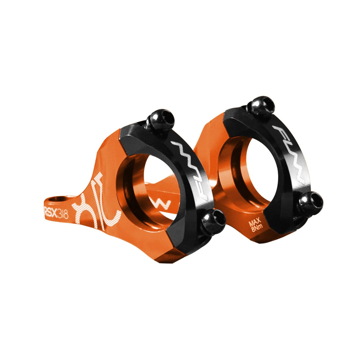 FUNN RSX Direct Mount Stem, orange and black 31.8mm clamp with 20mm rise, lightweight alloy MTB handlebar stem