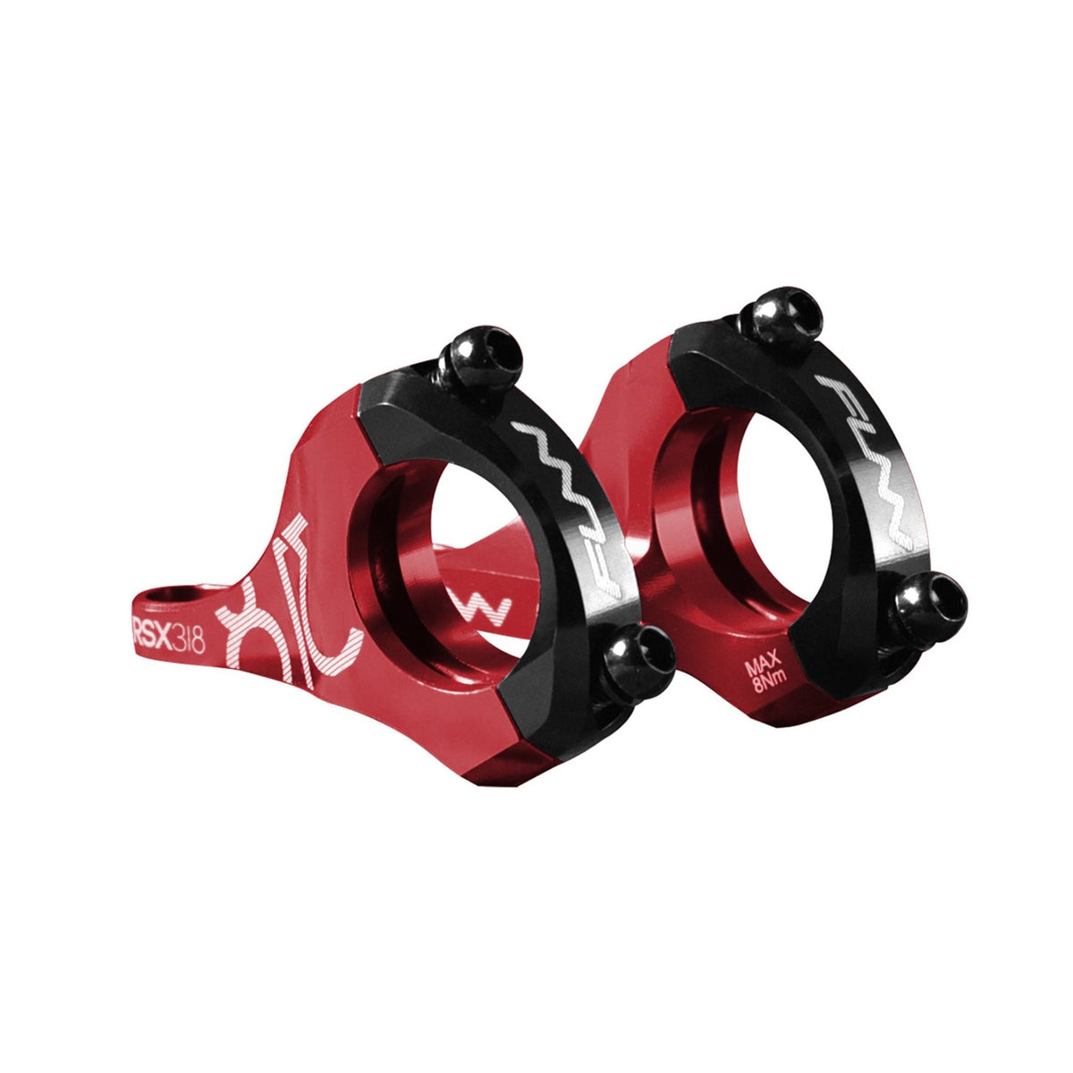 FUNN RSX Direct Mount Stem, 31.8mm clamp, red 20mm rise, CNC alloy dual clamp for downhill mountain bike handlebars