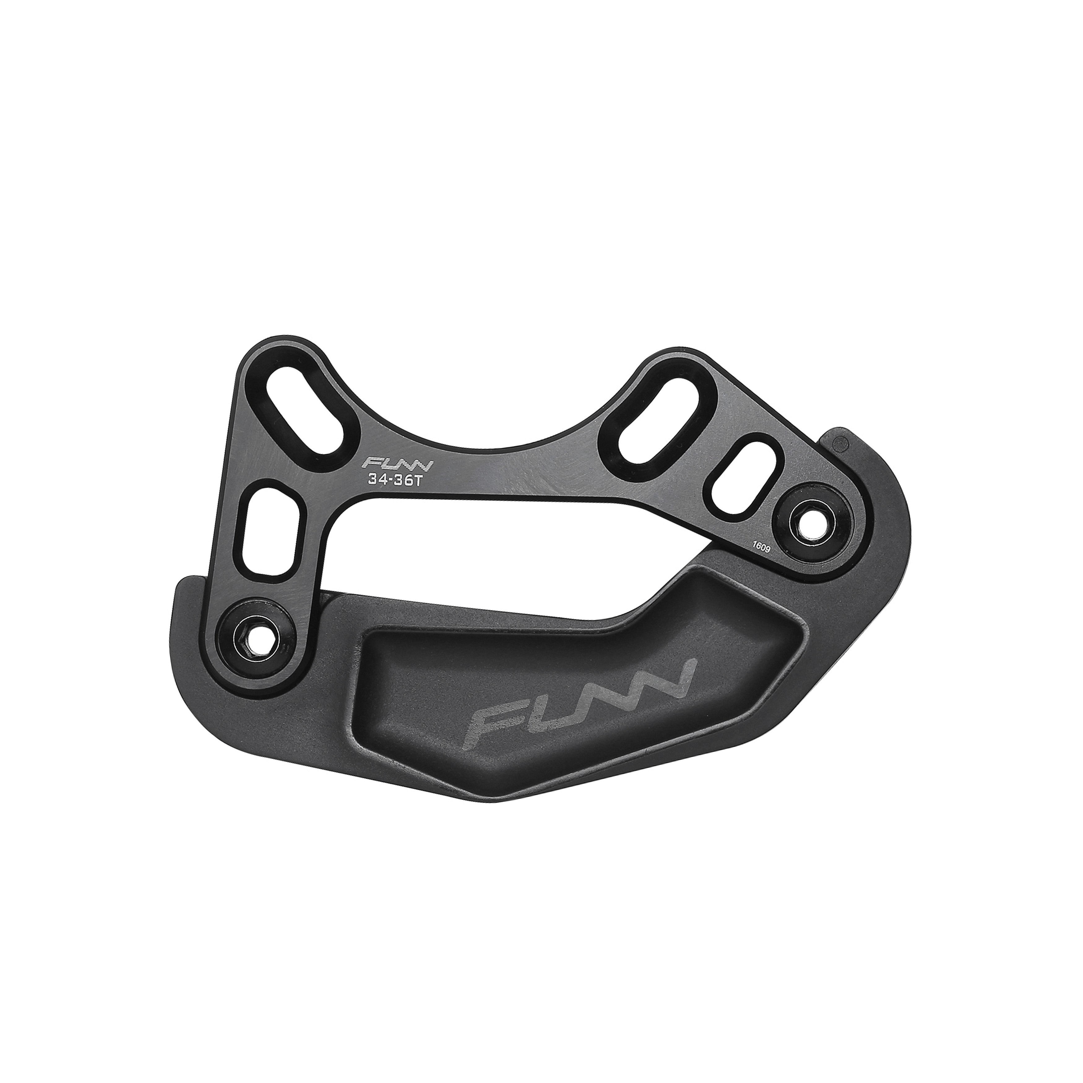 FUNN Zippa Lite Bash Guard 34-36t, black alloy and composite chainring protector with cutout mounting slots