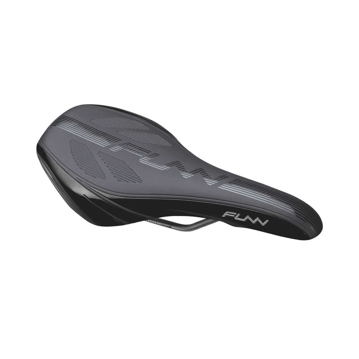 FUNN Adlib HD Saddle in matte black with sleek ergonomic shape and padded seat, CrMo rails for MTB and road bikes