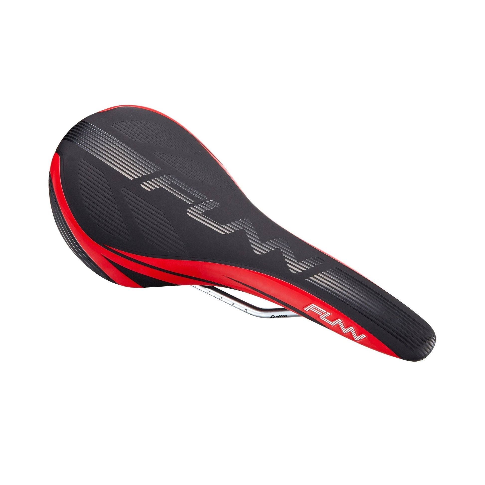 Funn mountain bike components - Adlib Saddle Red in a white background.