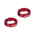 Funn mountain bike components - Alloy Bike Grip Clamping Rings for Hilt / Holeshot Red in a white background.