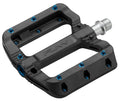 Funn mountain bike components - Black Magic Flat Pedals Blue in a white background.