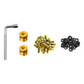 Funn mountain bike components - Black Magic Pedal Pin Kit Gold in a white background.