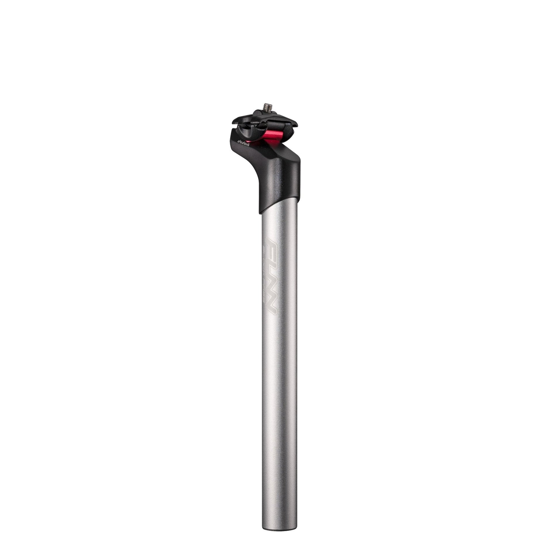 Funn mountain bike components - Blockpass Seatpost Silver 30.9mm 350mm in a white background.