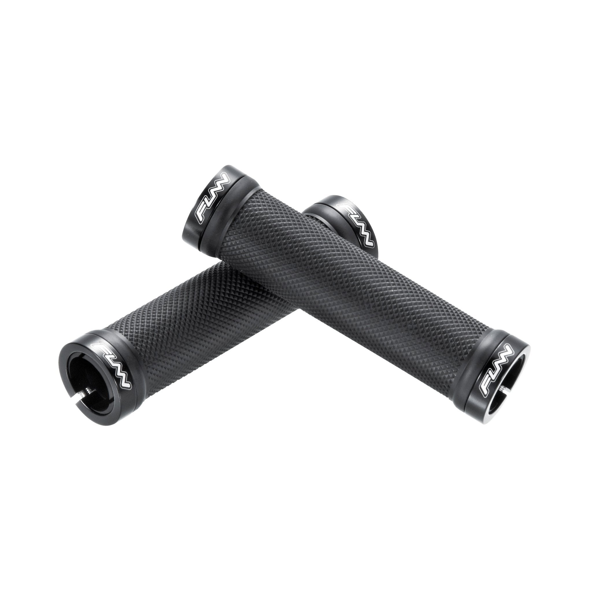 Funn mountain bike components - Combat I Lock - On Grips Black in a white background.