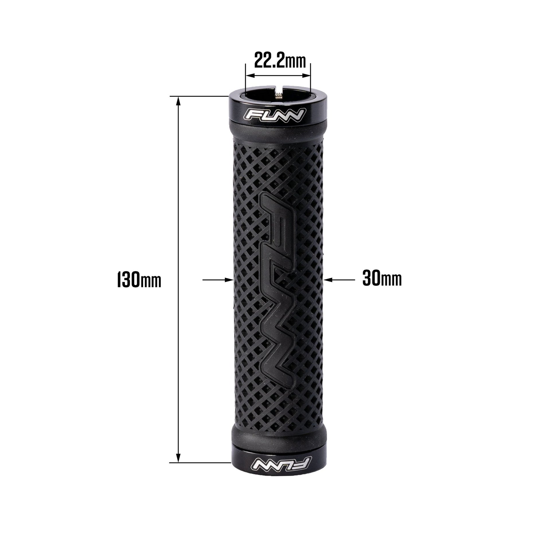 Funn mountain bike components - Combat II Lock - On Grips Black in a white background.