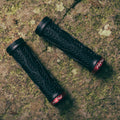 Funn mountain bike components - Combat III Lock - On Grips Black in a white background.