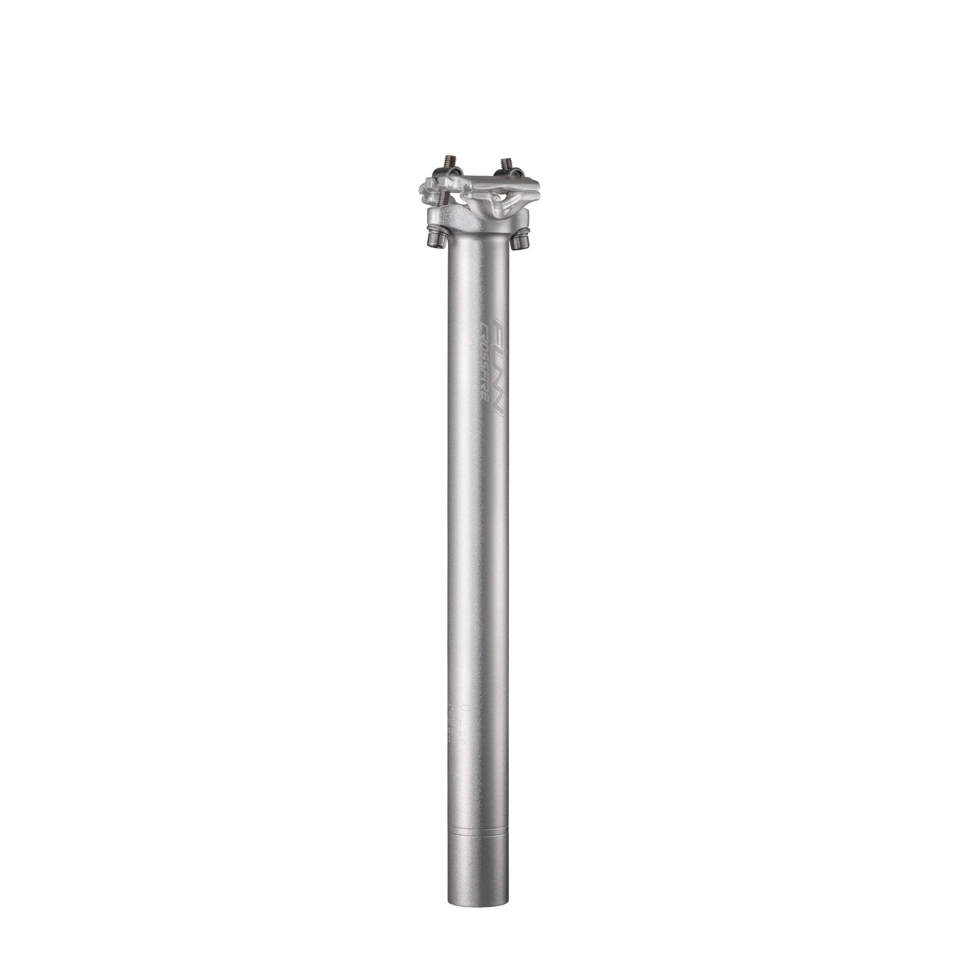 Funn mountain bike components - Crossfire Seatpost Silver 27.2mm 350mm in a white background.