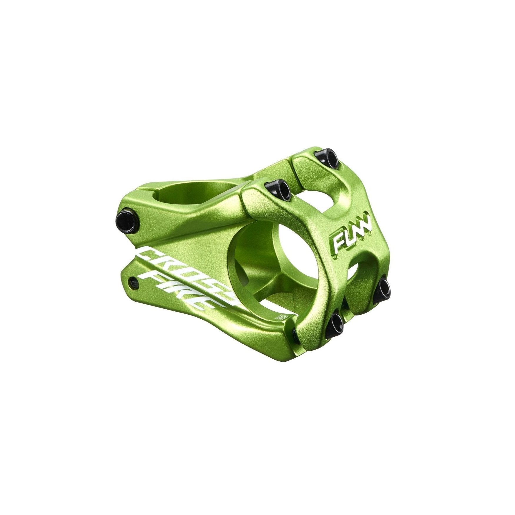 Funn mountain bike components - Crossfire Stem 35mm Green 35mm in a white background.