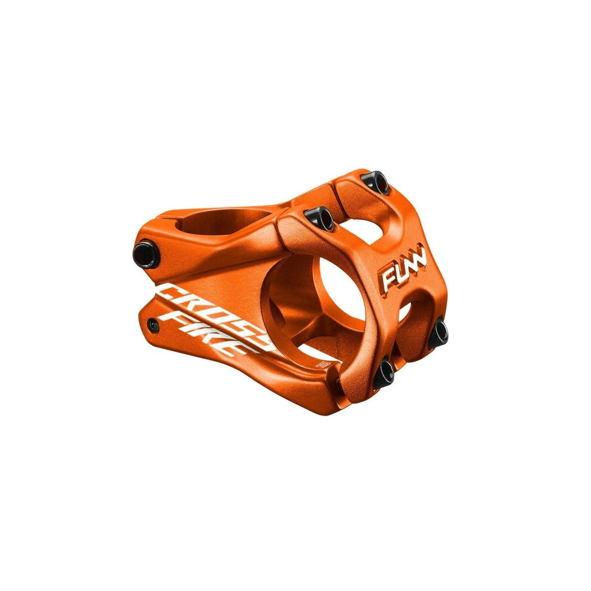 FUNN Crossfire Stem, orange alloy MTB stem with 35mm clamp and 35mm length, short sturdy design for aggressive trail riding