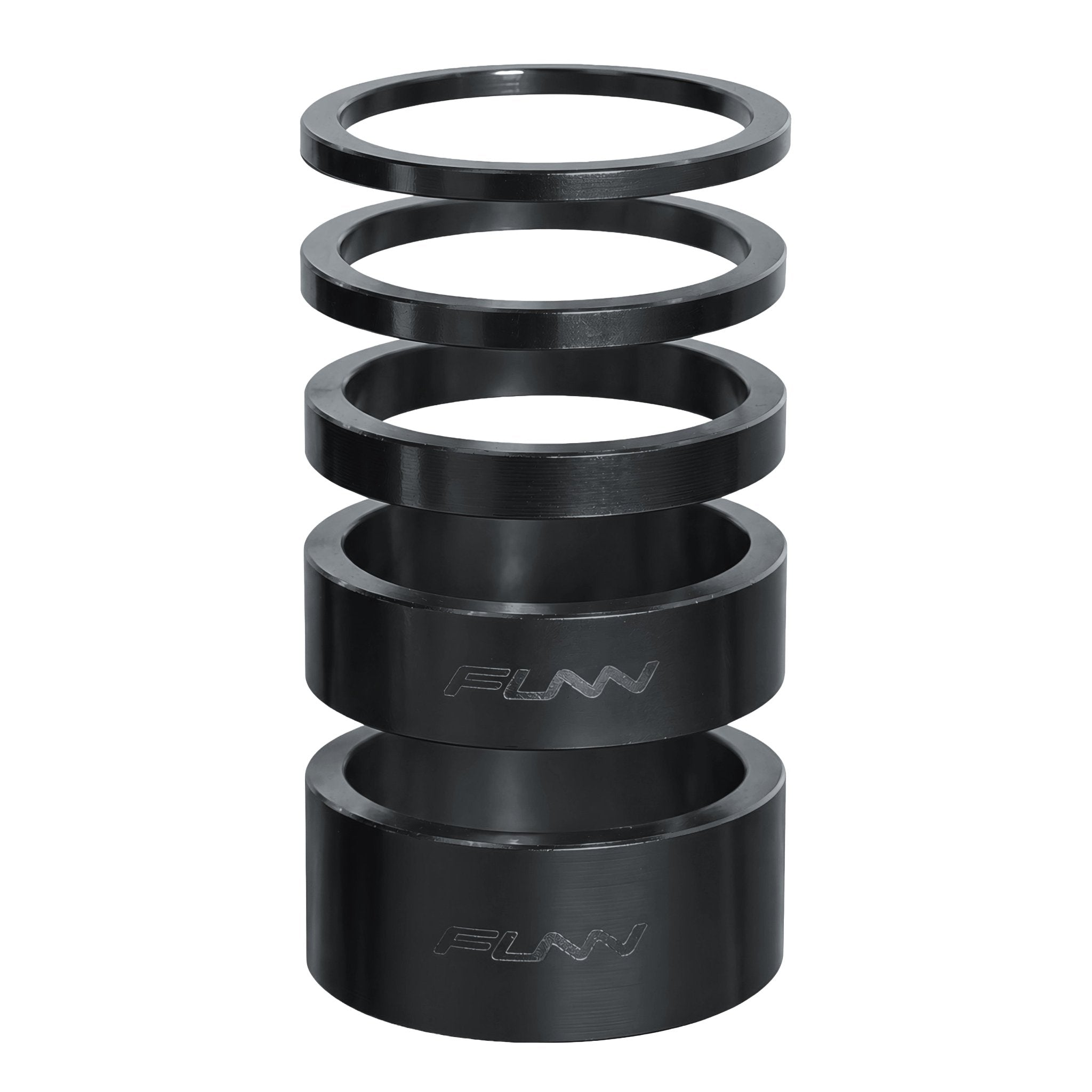 Funn mountain bike components - Descend Headset Spacer Kit Black in a white background.