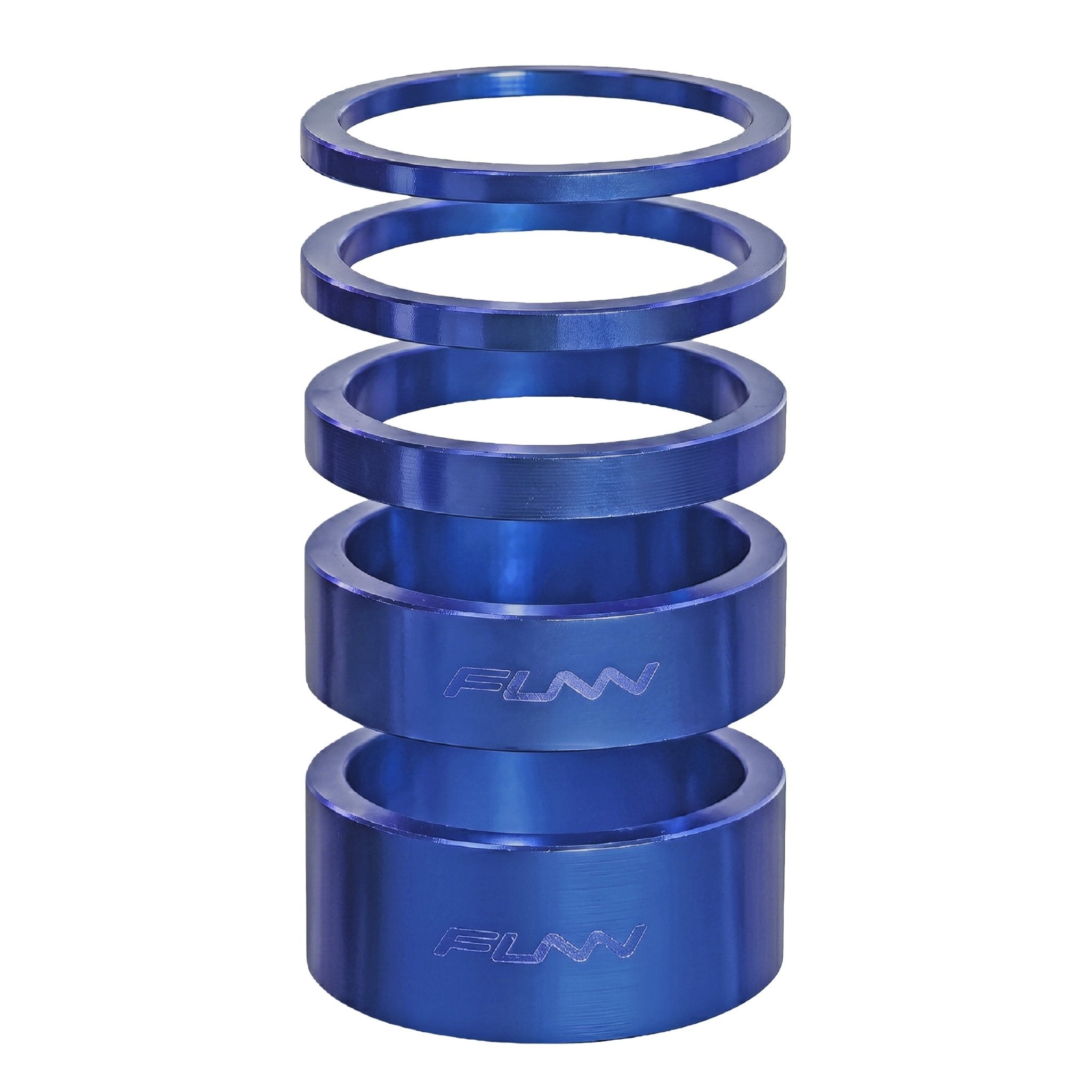 Funn mountain bike components - Descend Headset Spacer Kit Blue in a white background.