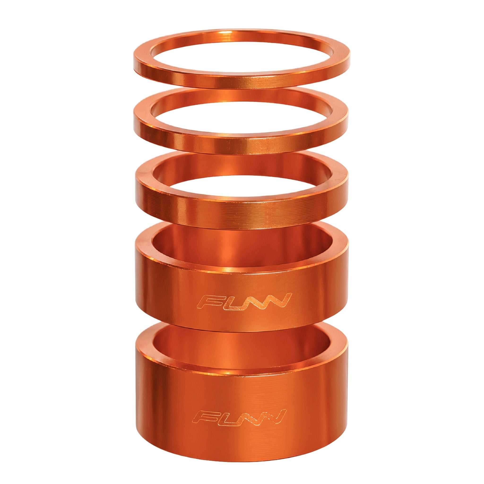 Funn mountain bike components - Descend Headset Spacer Kit Orange in a white background.