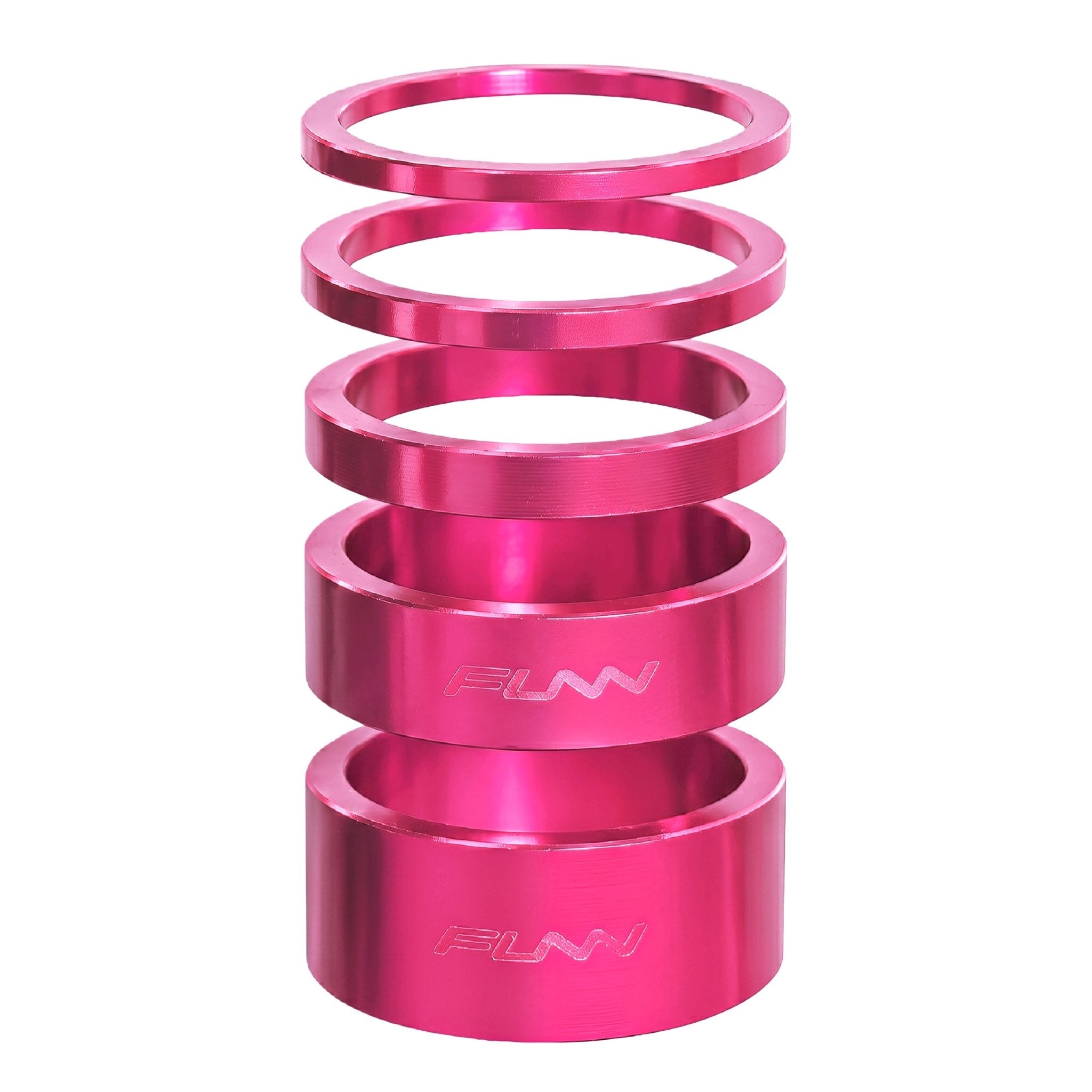 Funn mountain bike components - Descend Headset Spacer Kit Pink in a white background.