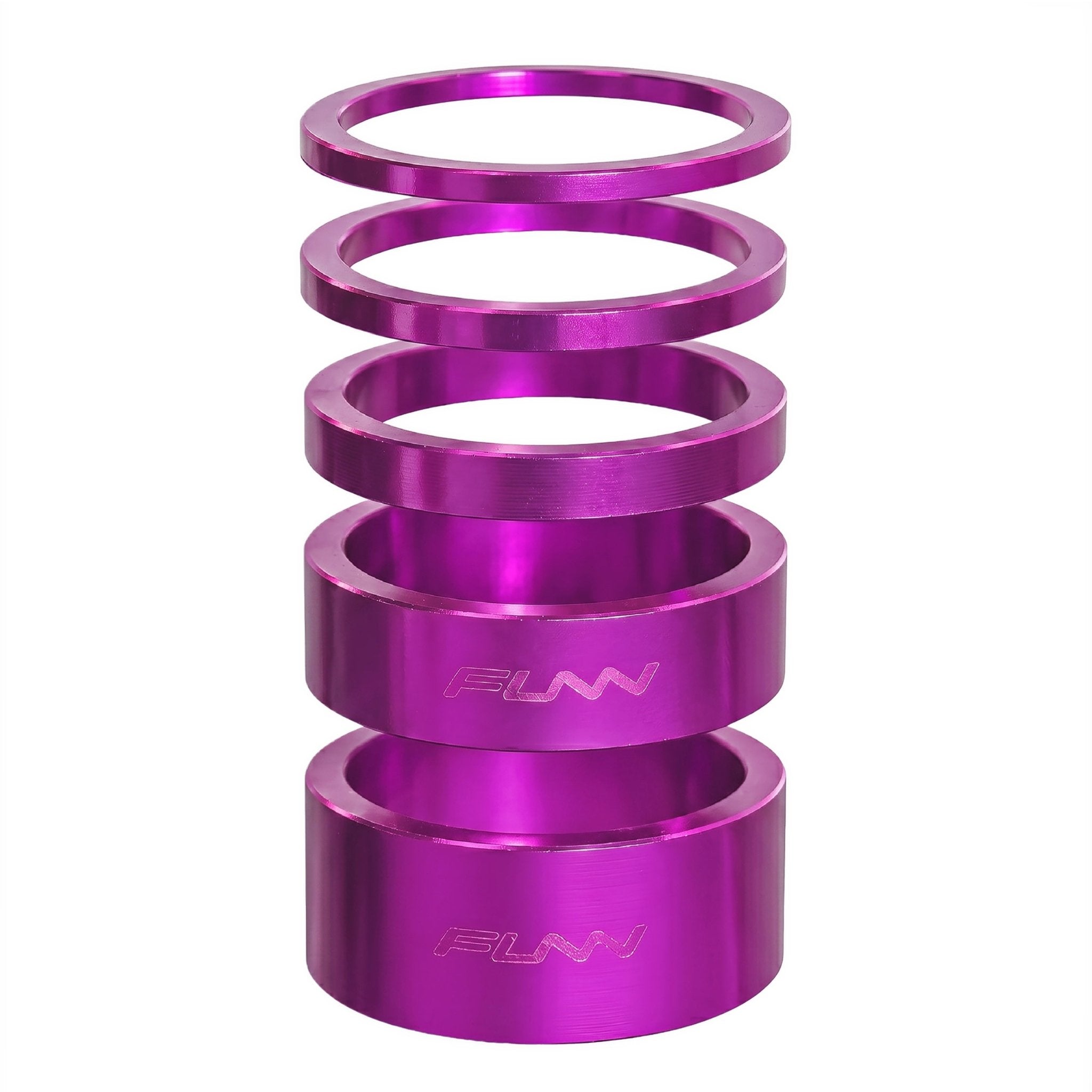 Funn mountain bike components - Descend Headset Spacer Kit Purple in a white background.
