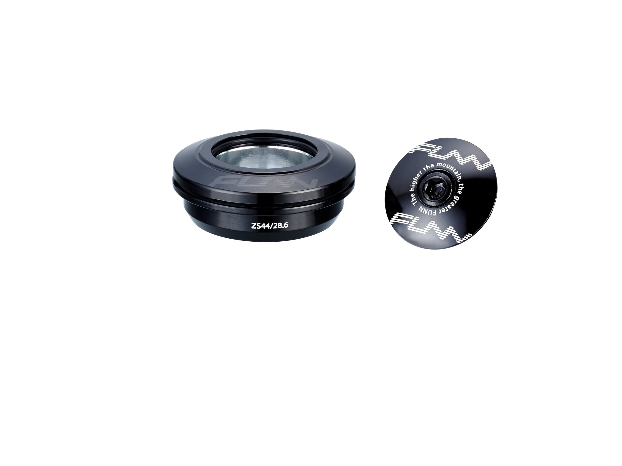 Black FUNN Descend Upper Headset, alloy ZS44/28.6 bicycle steering bearing assembly with matching top cap