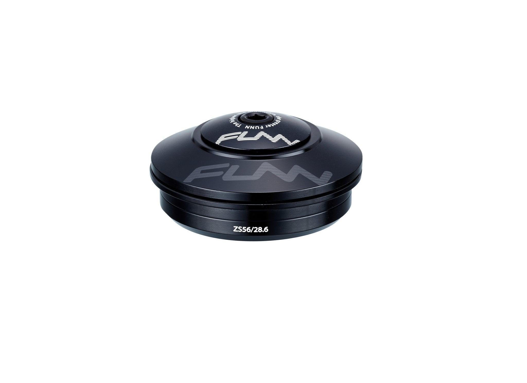 Black FUNN Descend Upper Headset, low‑stack alloy bike headset top cap for smooth steering, ZS56/28.6 size.