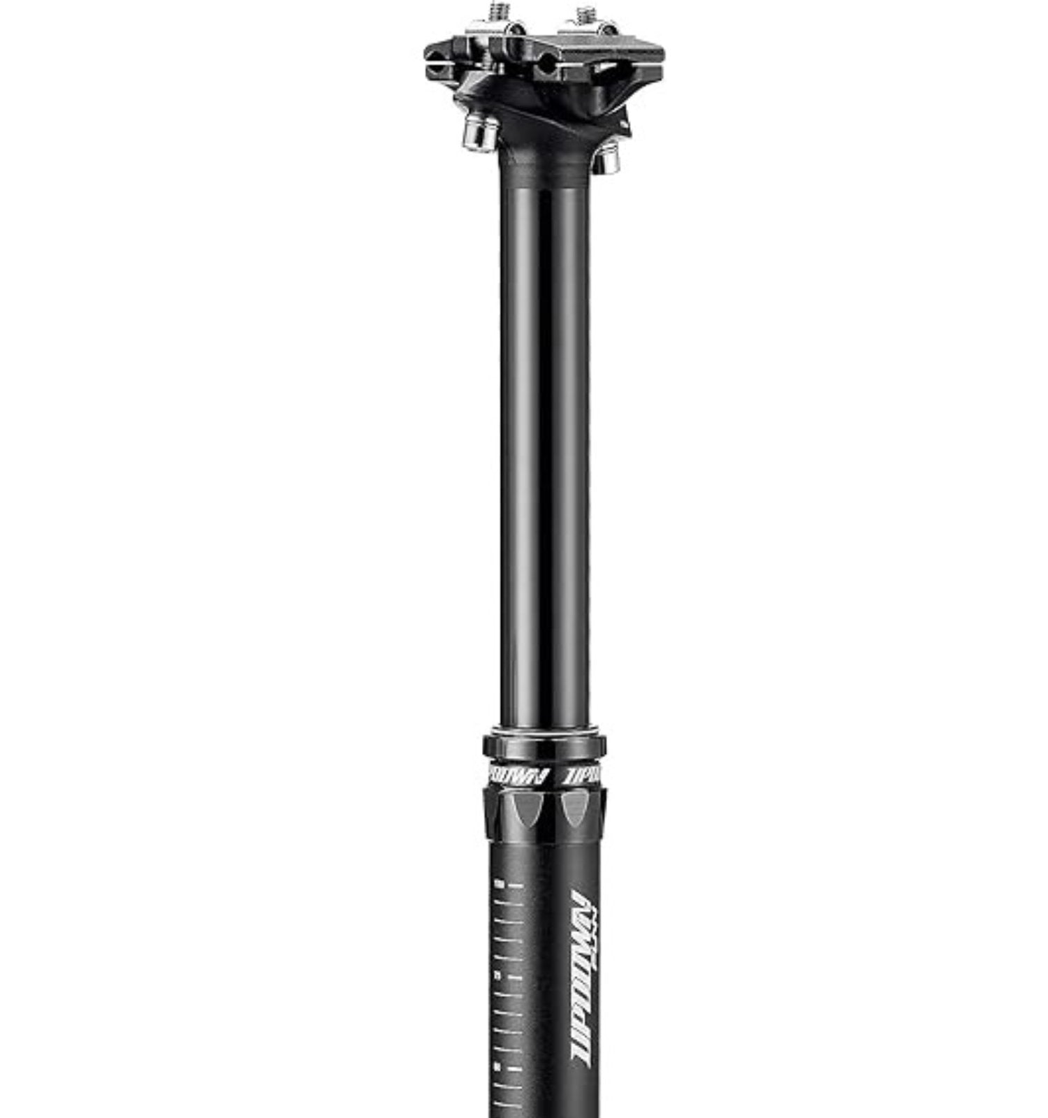 Black FUNN dropper seatpost with 125mm travel replacement cartridge, aluminum adjustable post with saddle clamp for mountain bikes