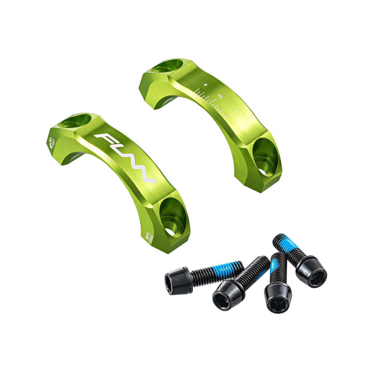 FUNN Equalizer Stem Cap Kit 31.8mm in green alloy with two faceplates and bolts for mountain bike handlebar clamp