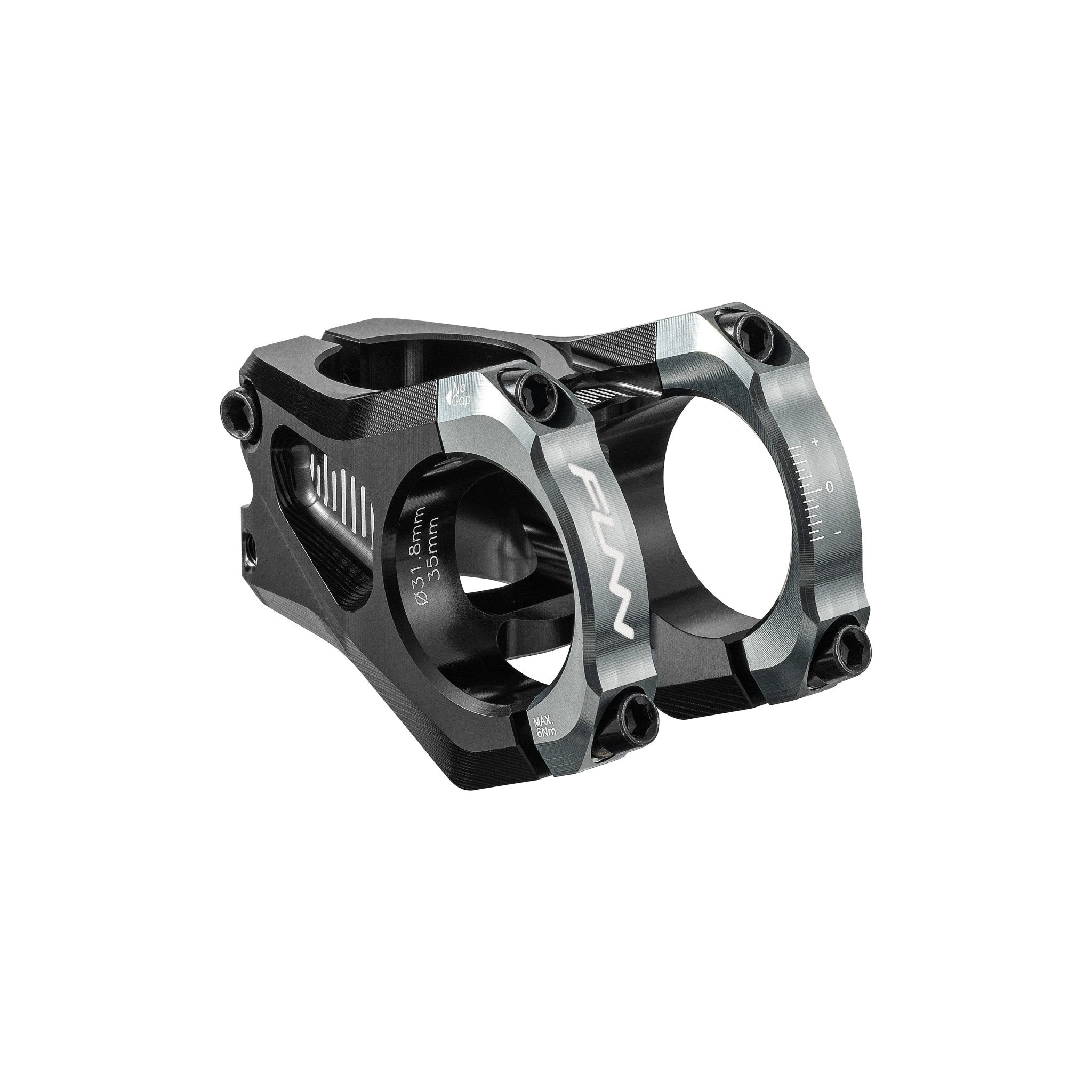 FUNN Equalizer Zero Stem, black CNC alloy mountain bike stem, 31.8mm clamp, 35mm length with dual front faceplates