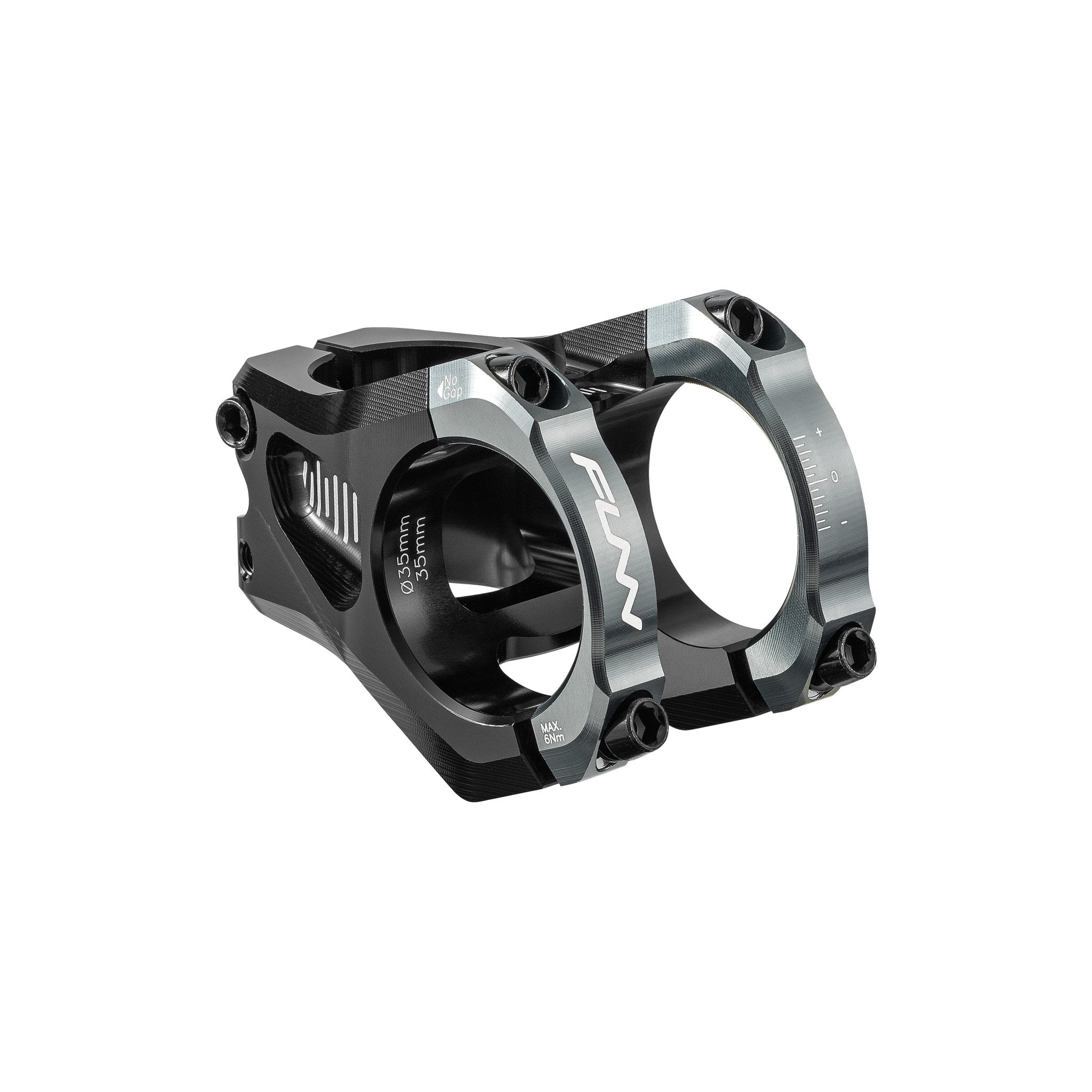 FUNN Equalizer Zero Stem,  35mm blue clamps,  35mm length, CNC alloy mountain bike handlebar stem with dual clamp design for precise control