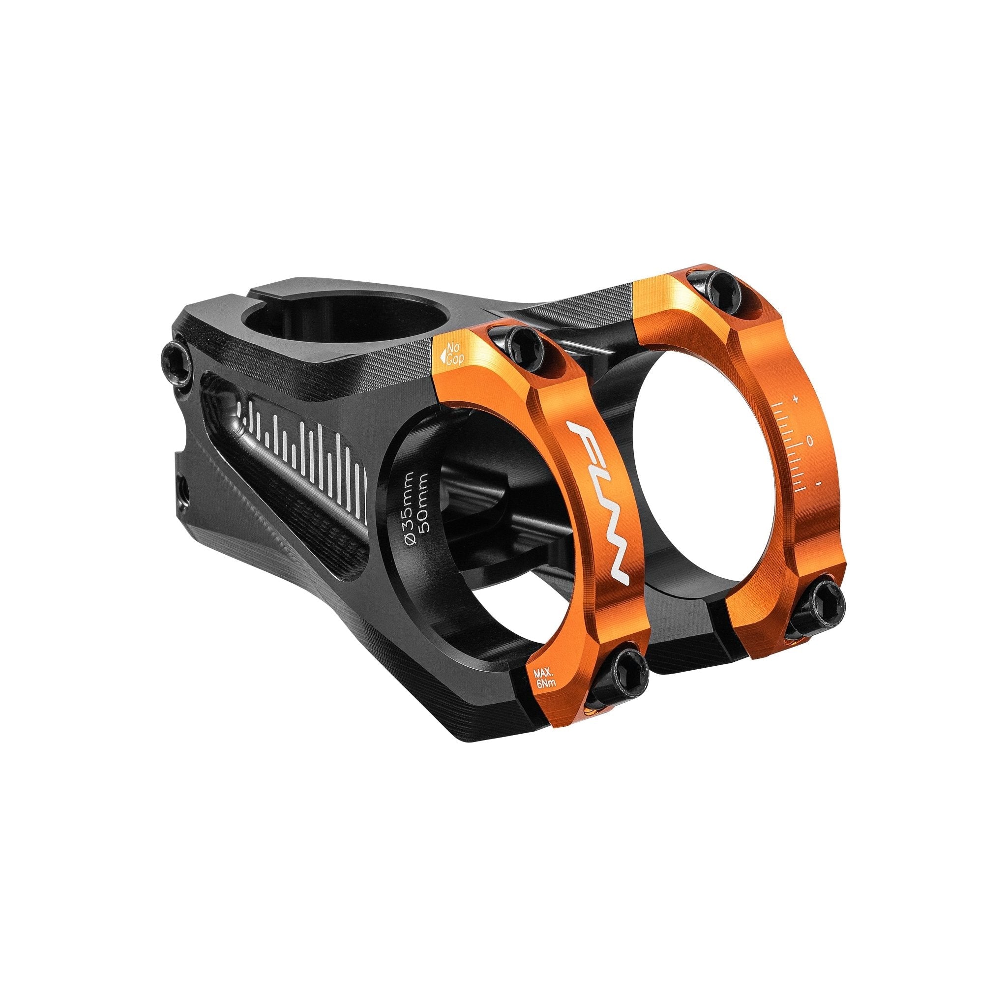 FUNN Equalizer Zero Stem, 35mm clamp 50mm length, black and orange CNC alloy mountain bike handlebar stem