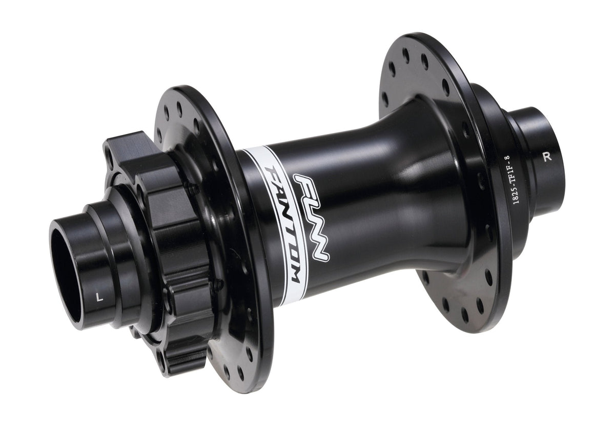 Black  FUNN Fantom front hub, J-type, 6-bolts rotor mount
