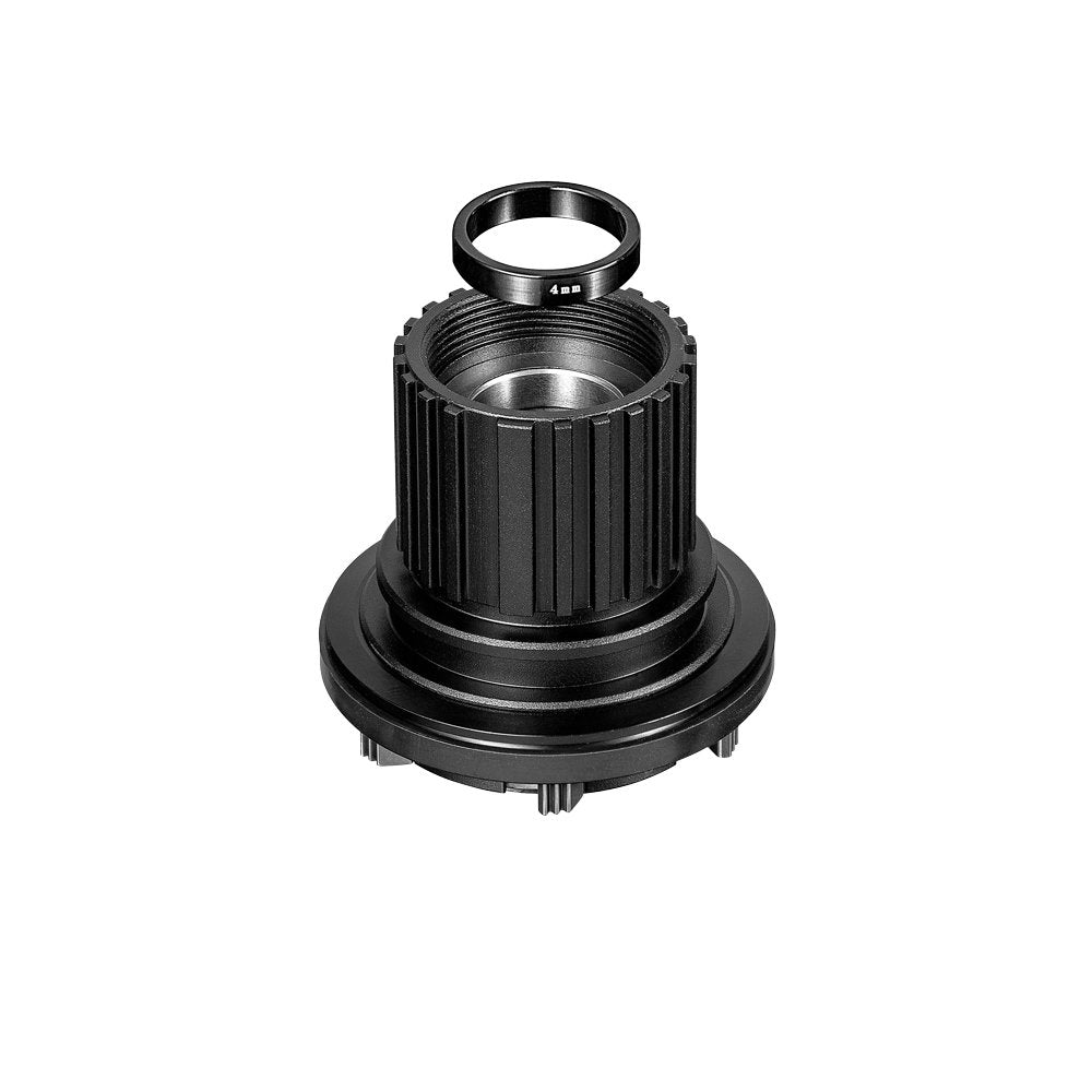 FUNN Fantom rear hub Microspline freehub body with ridged cylindrical shell and 4mm spacer for MTB rear wheel drivetrain
