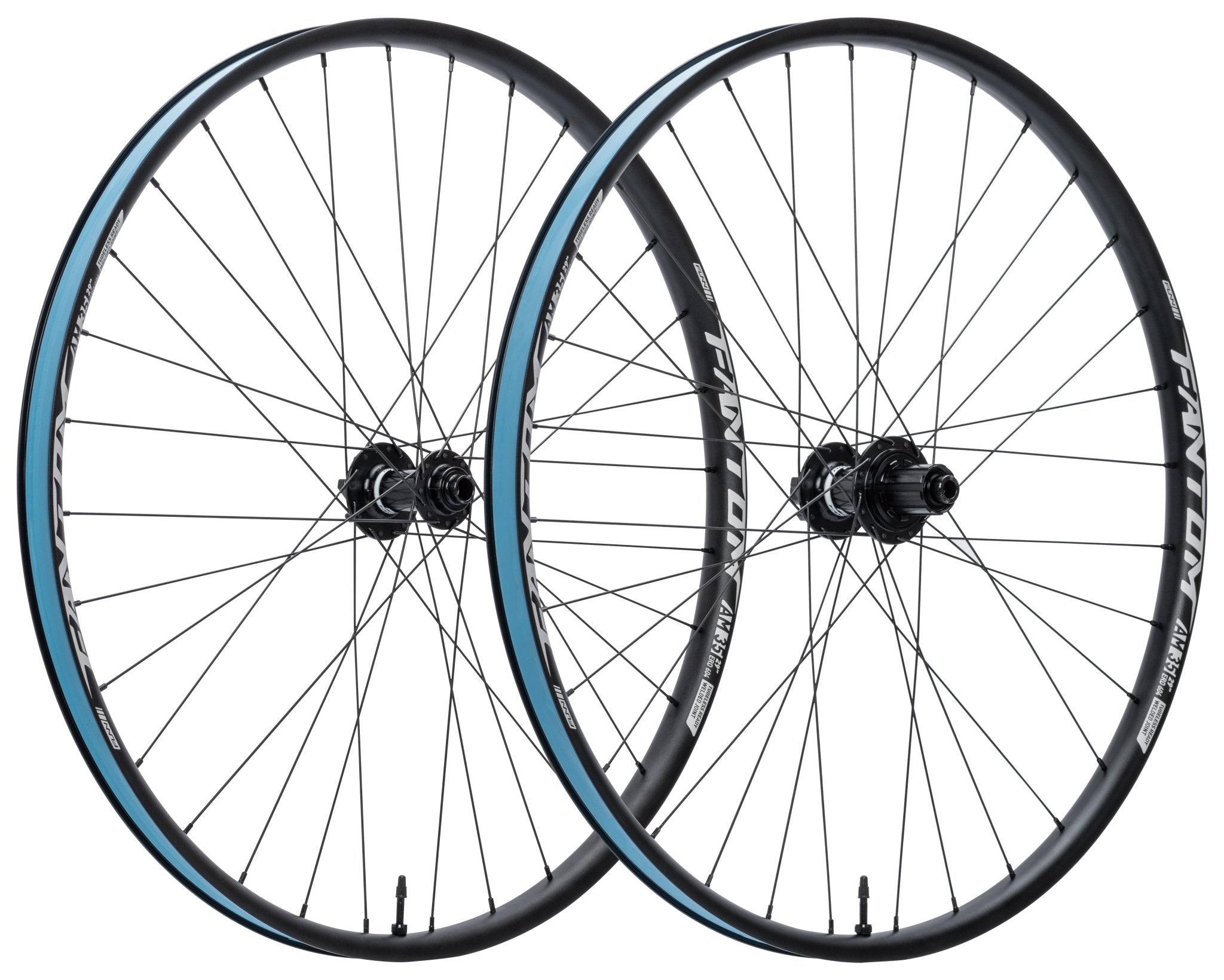 Fantom DH35 wheelset with black alloy rims, FUNN Fantom J-type hubs for downhill mountain bikes