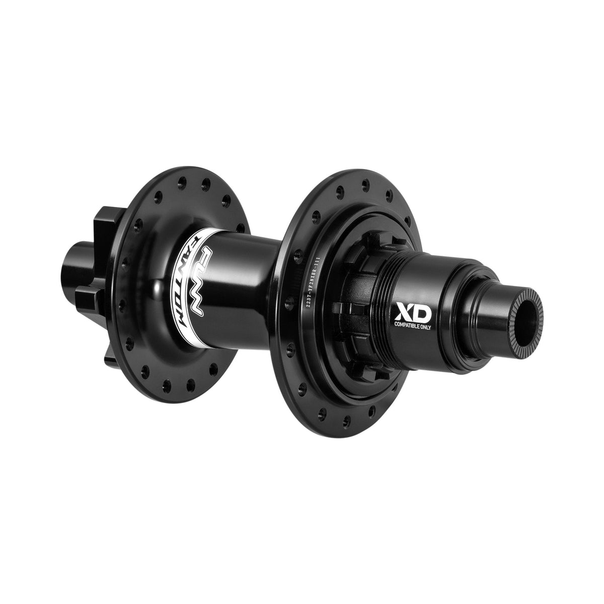 Black aluminum FUNN Fantom Hub rear bike hub, XD compatible, J-type spoke holes, high-flange design for performance wheels