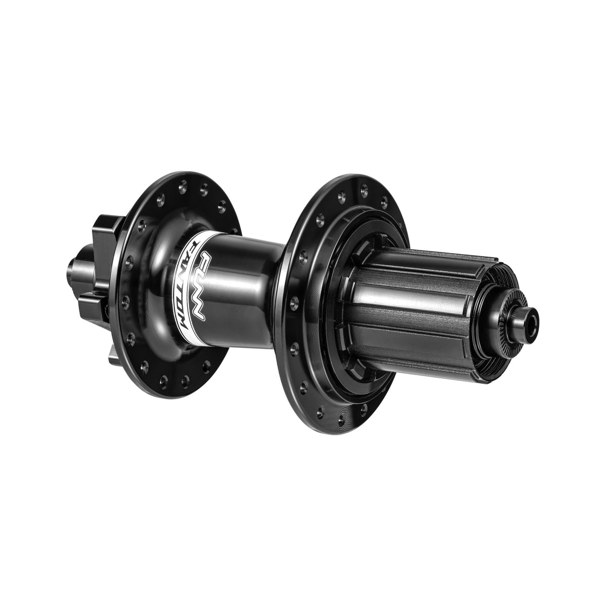 Black aluminum FUNN Fantom Hub rear bike hub with QR, HG freehub body and J-type spoke holes, lightweight high-performance design