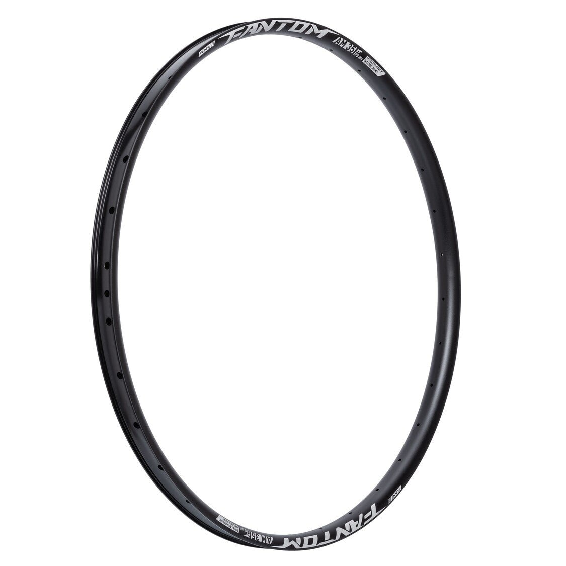 Black aluminum FUNN Fantom Rim AM35 32H bike rim with spoke holes, lightweight round profile for mountain wheel builds
