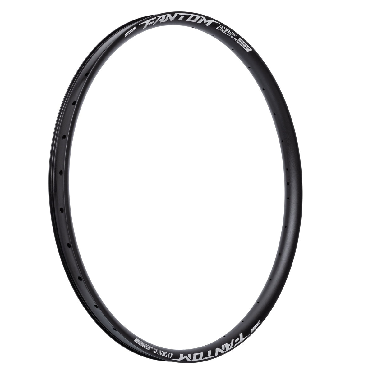 Black aluminum FUNN Fantom Rim AM40 32H, lightweight mountain bike wheel rim with spoke holes and white branding.