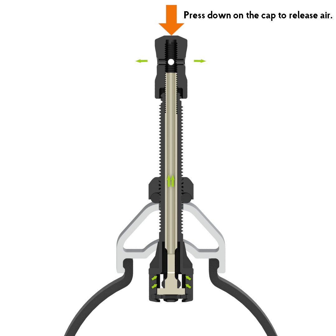 Funn mountain bike components - FastAir Tubeless Valve in a white background.