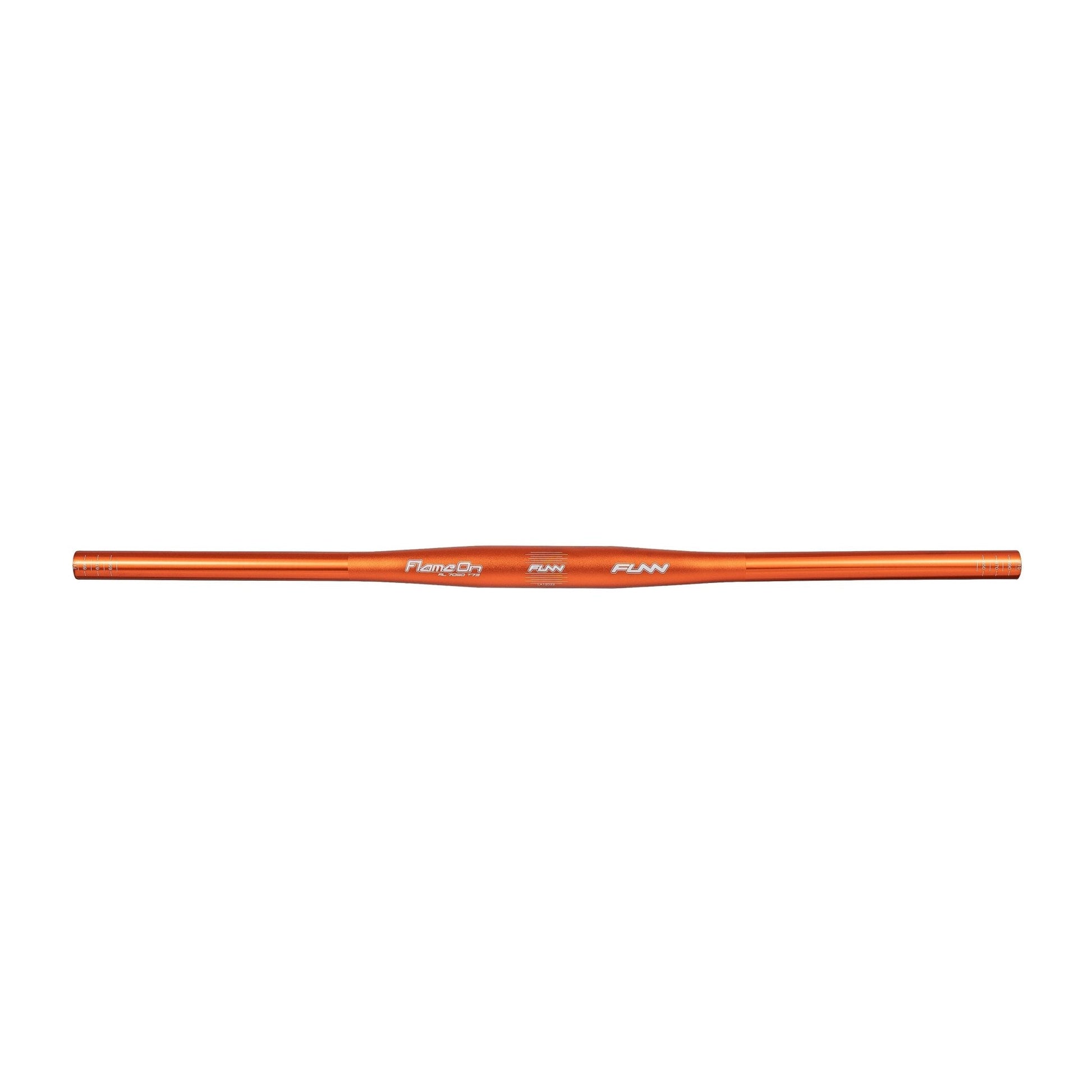 Funn mountain bike components - Flame On Flat Handlebar Orange 710mm in a white background.