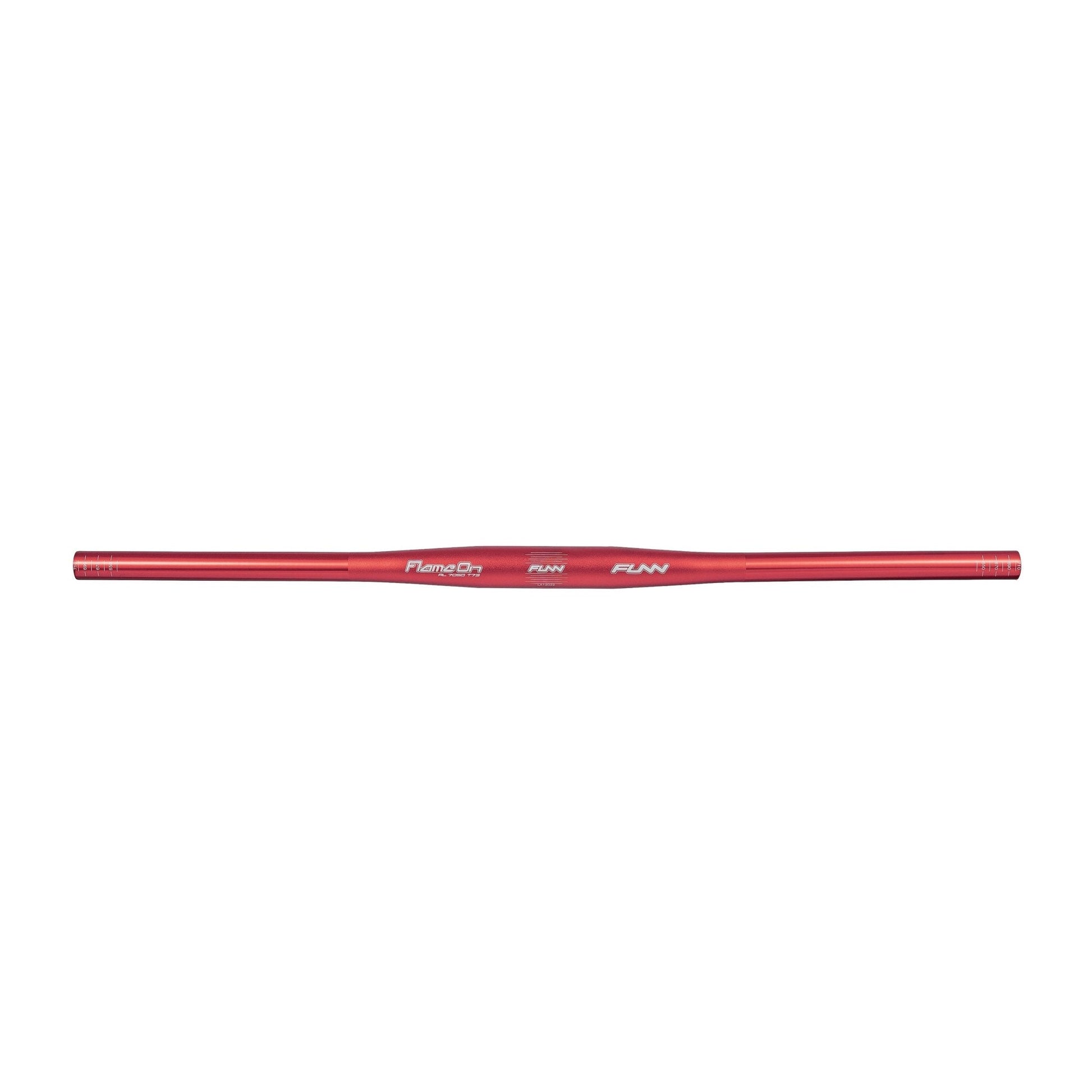 Funn mountain bike components - Flame On Flat Handlebar Red 710mm in a white background.