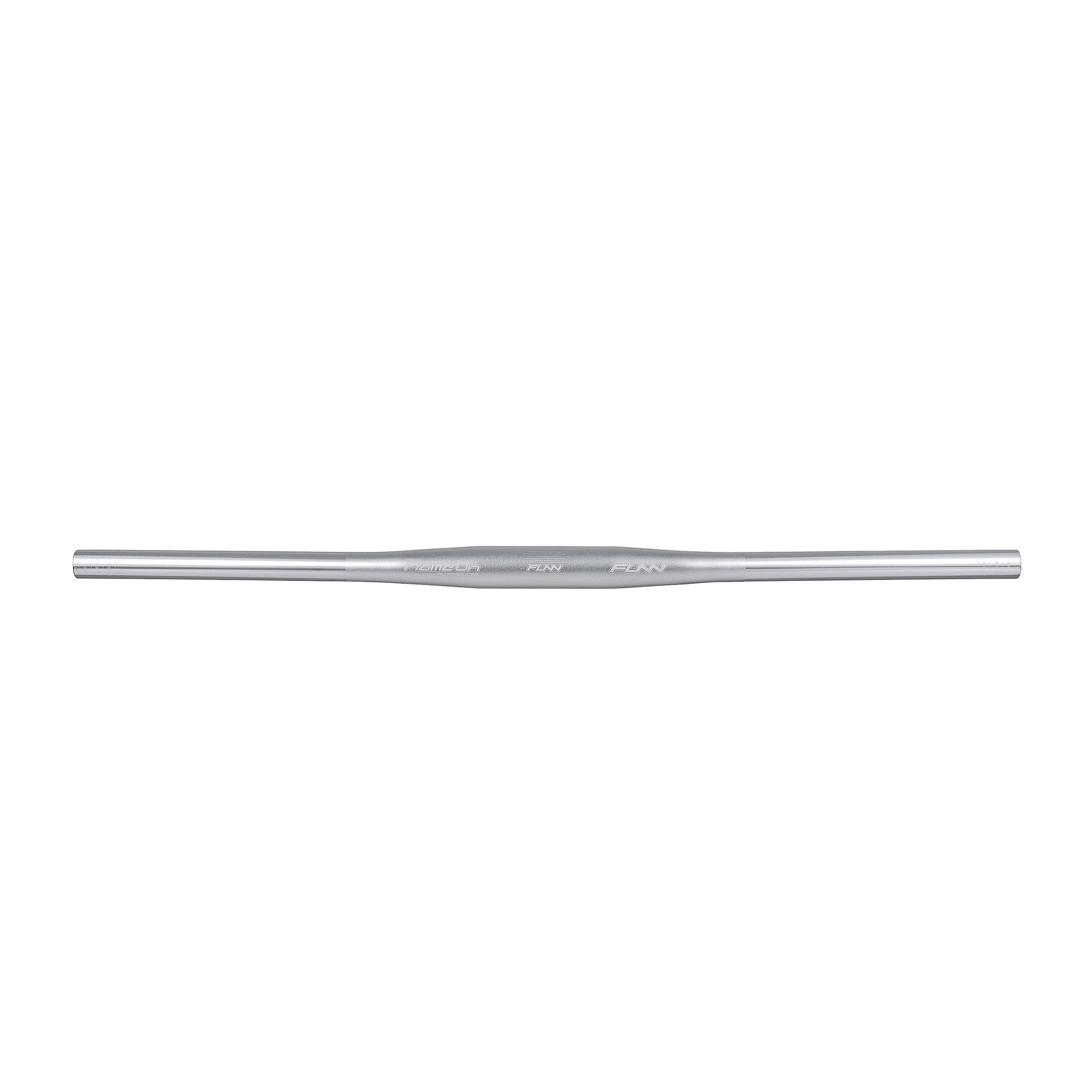 FUNN Flame On flat handlebar in silver , lightweight straight MTB bar for precise, responsive bike control