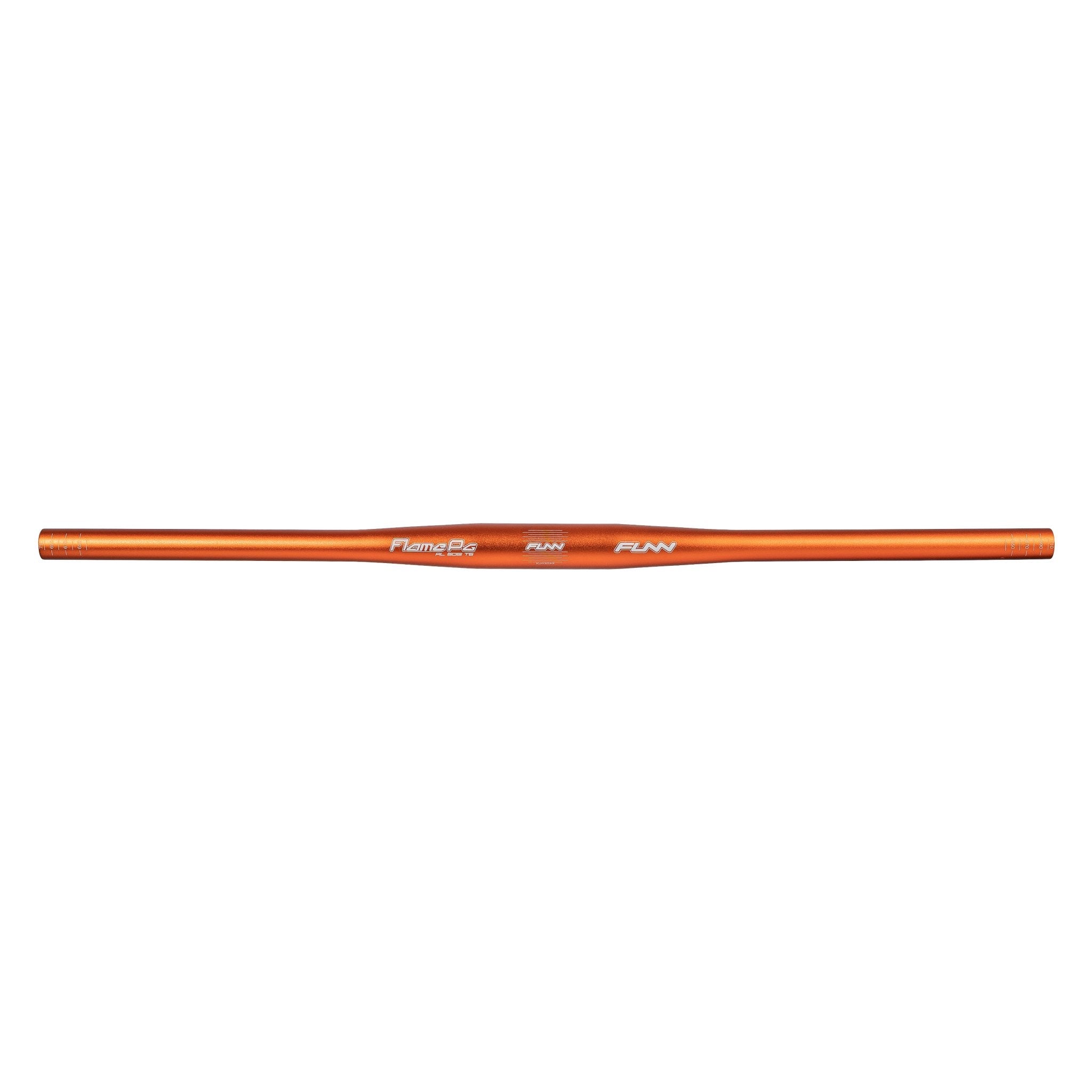 FUNN Flame Pg Flat Handlebar, 710mm wide, orange alloy bike handlebar with straight profile for precise control