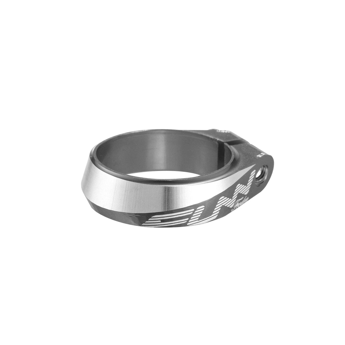 FUNN Frodon Seat Clamp, silver and black CNC alloy, low-profile circular clamp for securely holding bicycle seatposts