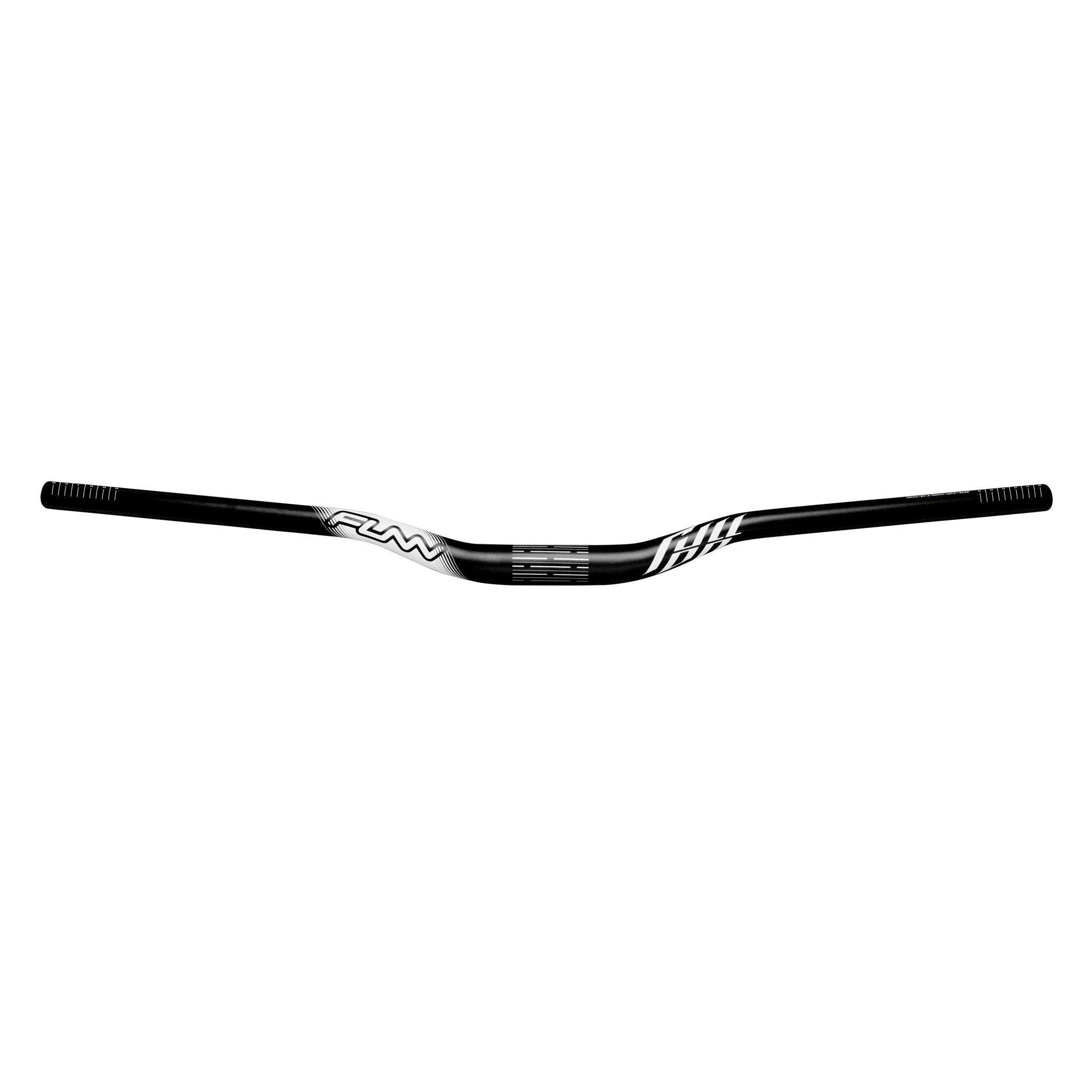 FUNN Full On Riser Handler black alloy MTB handlebar, 31.8mm clamp with 30mm rise and white graphics for trail control