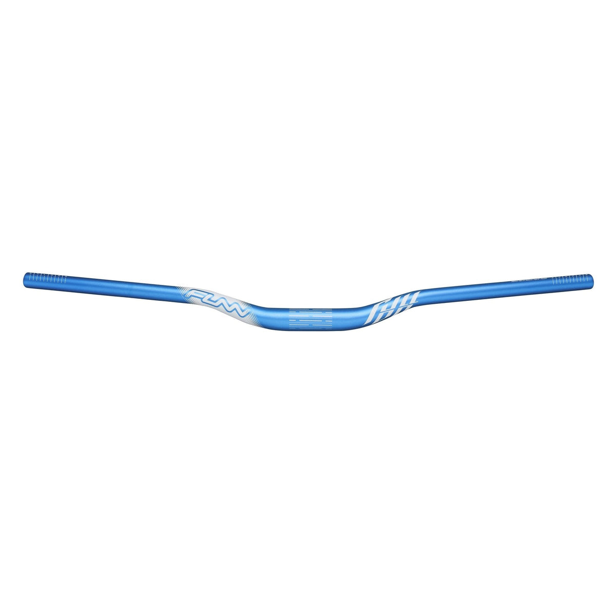 FUNN Full On Riser Handler blue alloy MTB handlebar, 31.8mm clamp with 30mm rise and white graphics for trail control