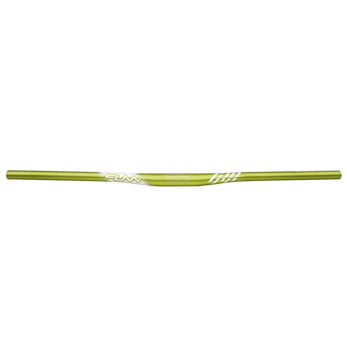 FUNN Full On Riser Handler green alloy mountain bike handlebar, 31.8mm clamp, 7mm rise, lightweight wide bar with white graphics