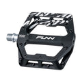 Funn mountain bike components - Funndamental Flat Pedals Black in a white background.