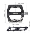 Funn mountain bike components - Funndamental Flat Pedals Black in a white background.