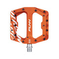 Funn mountain bike components - Funndamental Flat Pedals Orange in a white background.