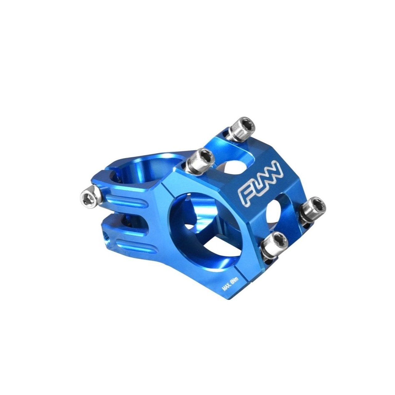 Funn mountain bike components - Funnduro Stem 31.8mm Blue 35mm in a white background.